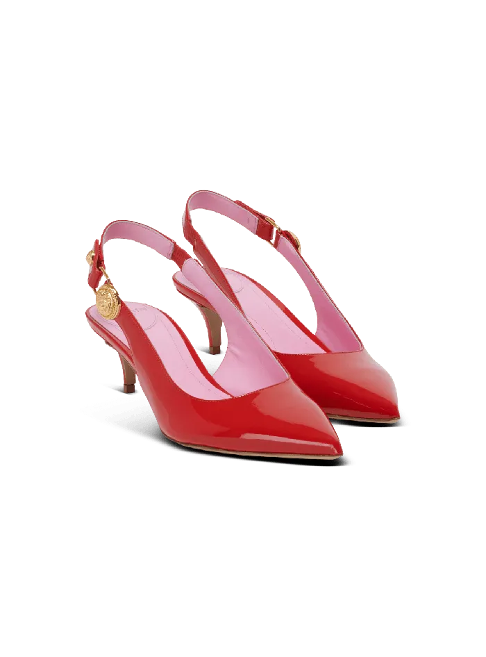 Balmain High Heels and Pumps Women Eva Kitten Slingbacks In Patent Leather Red