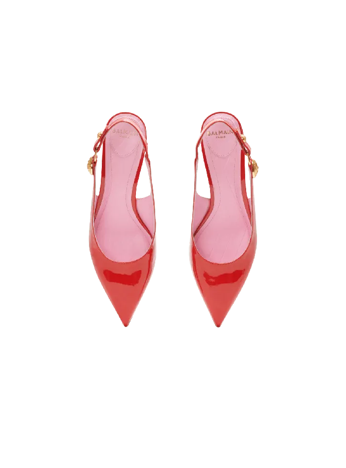 Balmain High Heels and Pumps Women Eva Kitten Slingbacks In Patent Leather Red