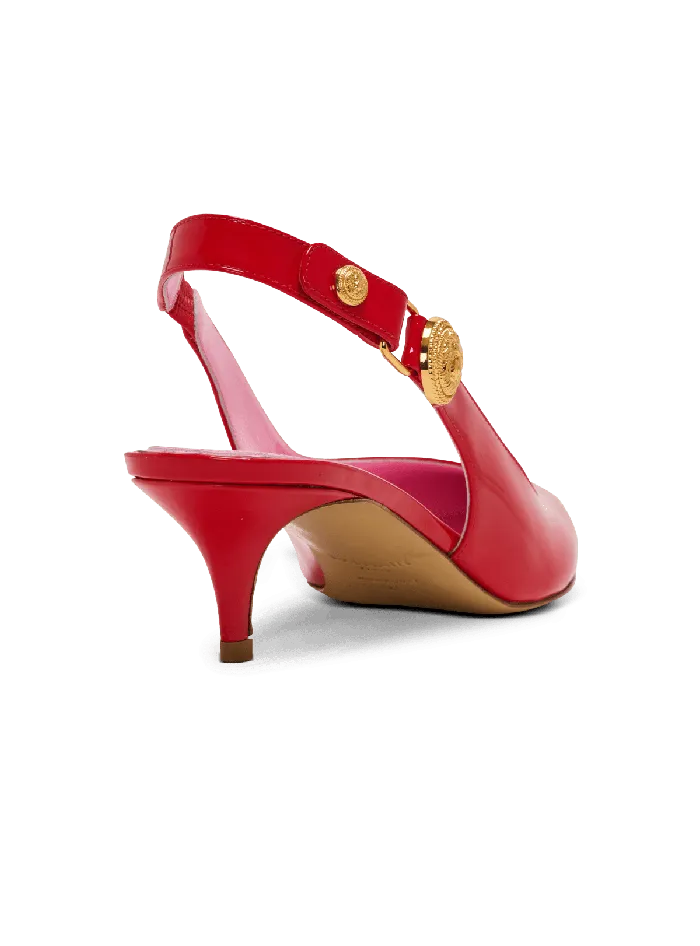 Balmain High Heels and Pumps Women Eva Kitten Slingbacks In Patent Leather Red
