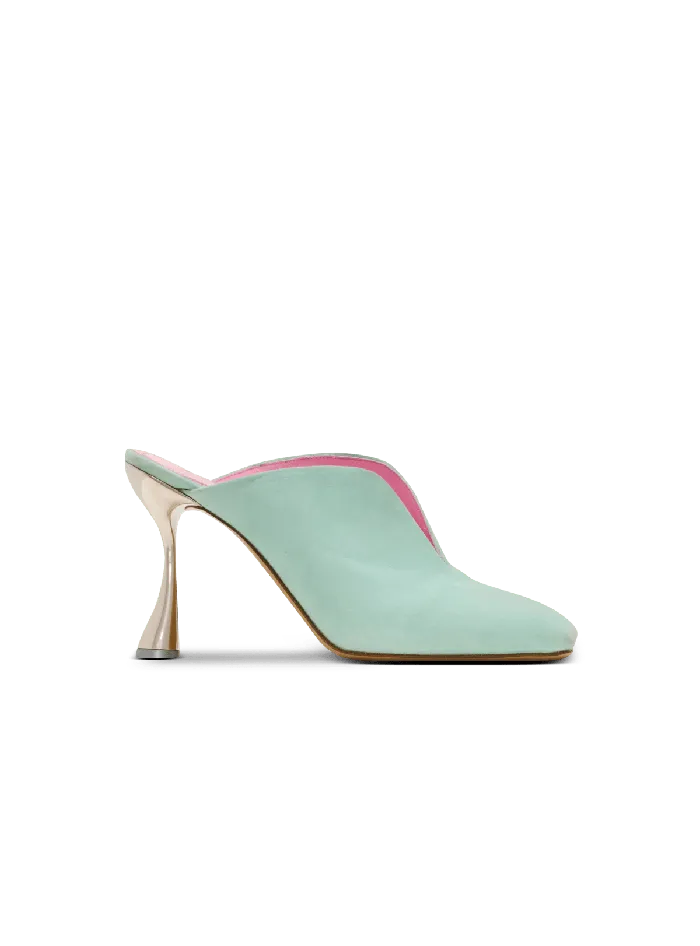 Balmain High Heels and Pumps Women Heeled Eden Mules In Suede Leather Blue