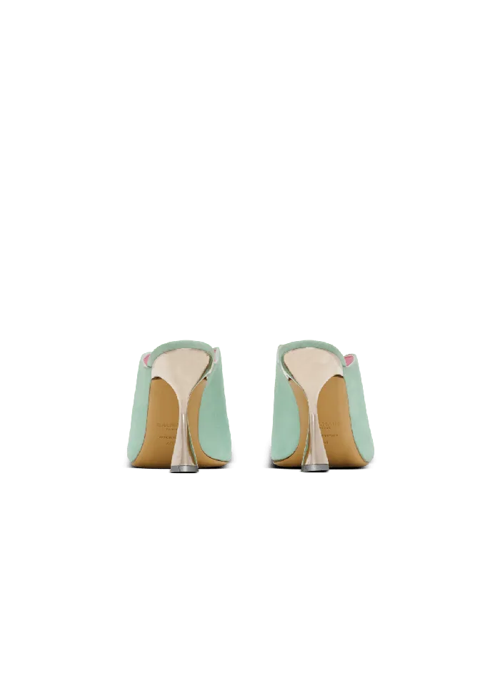 Balmain High Heels and Pumps Women Heeled Eden Mules In Suede Leather Blue