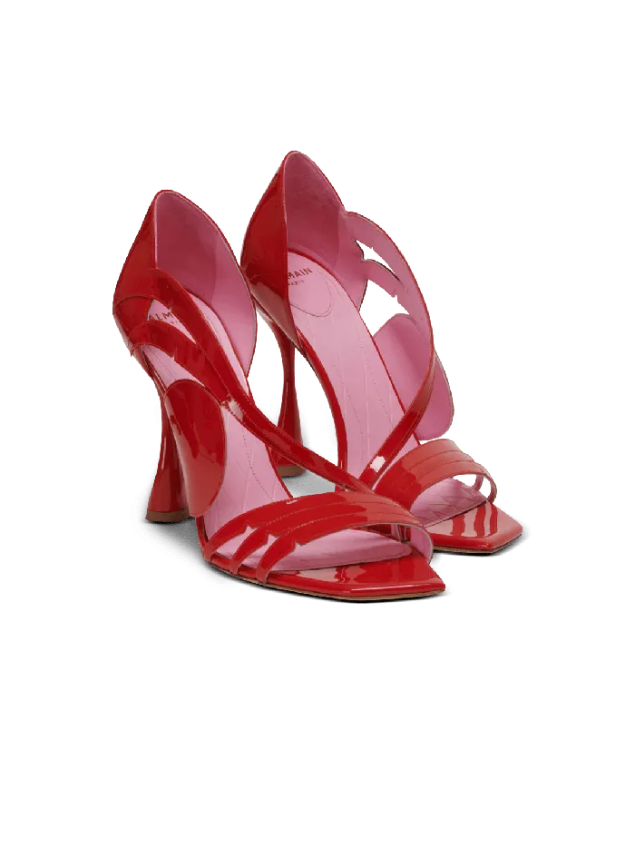 Balmain High Heels and Pumps Women Heeled Eden Sandals In Patent Leather Red