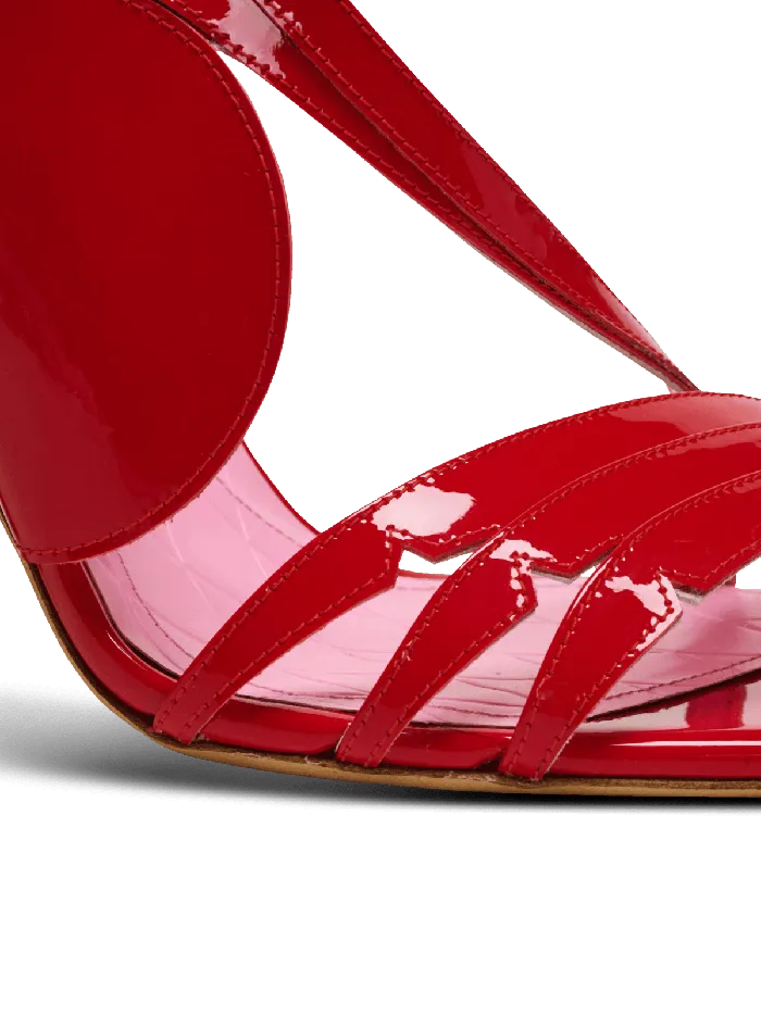 Balmain High Heels and Pumps Women Heeled Eden Sandals In Patent Leather Red