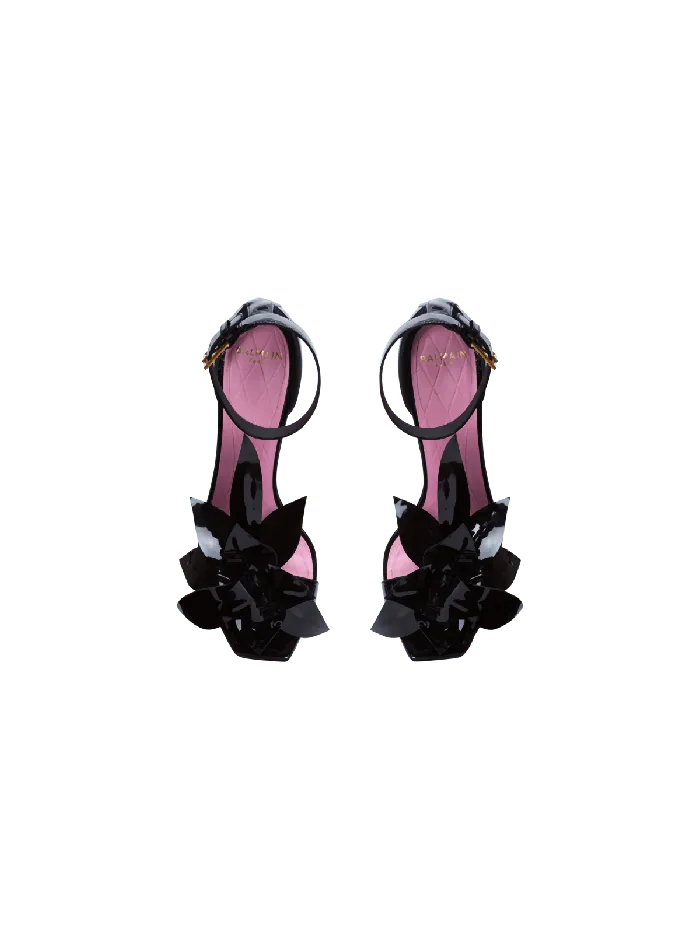 Balmain High Heels and Pumps Women Patent Leather Ruby Pumps With Flower Detail Black