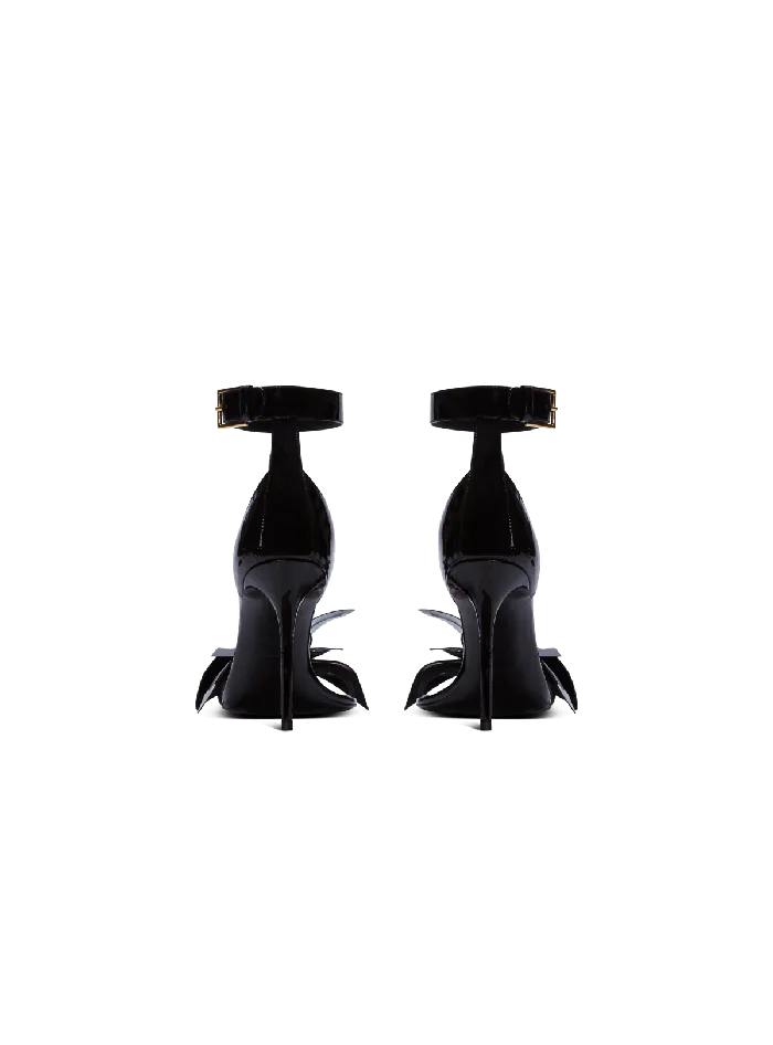 Balmain High Heels and Pumps Women Patent Leather Ruby Pumps With Flower Detail Black