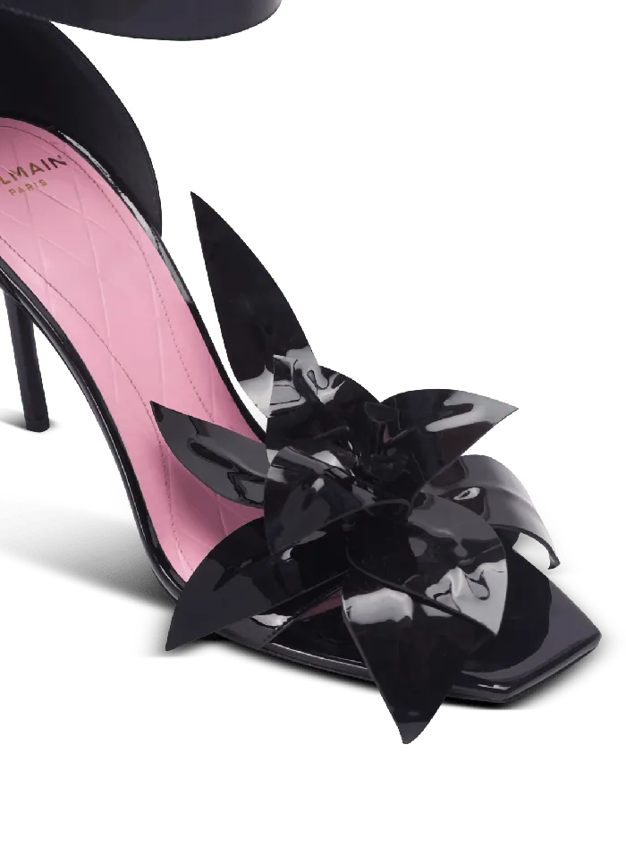 Balmain High Heels and Pumps Women Patent Leather Ruby Pumps With Flower Detail Black
