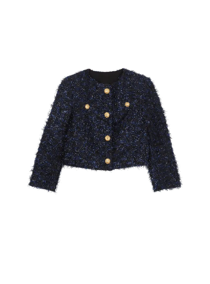 Balmain Kids Tweed Jacket Navy