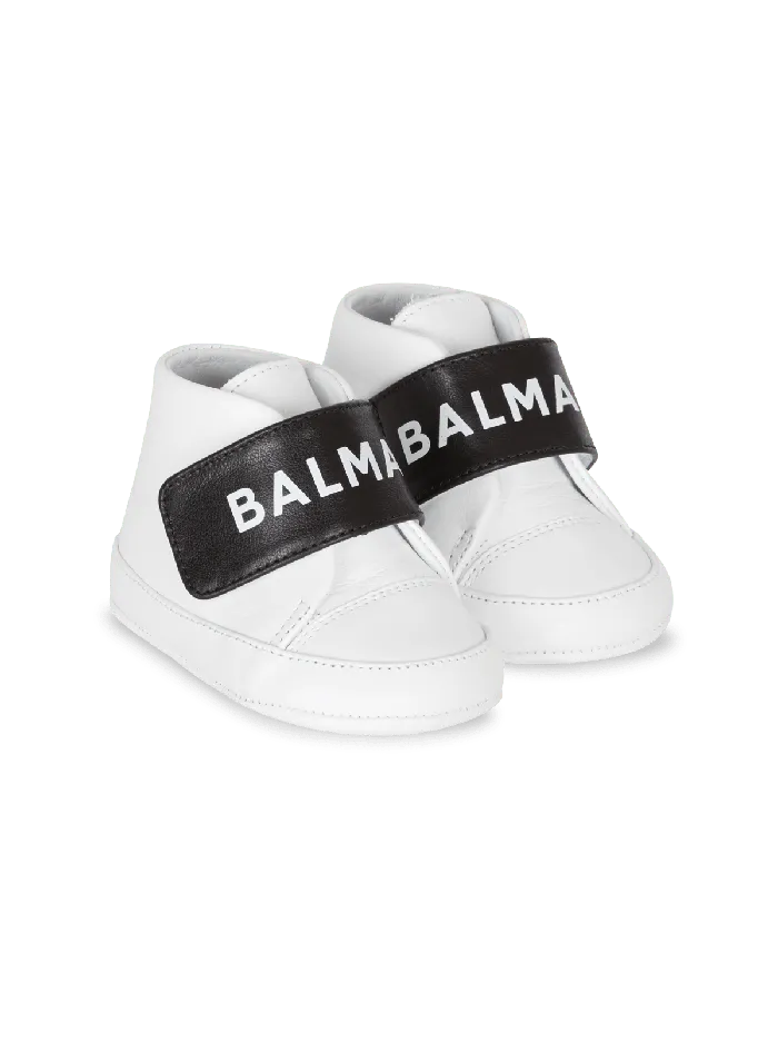 Balmain Kids Velcro Trainers White
