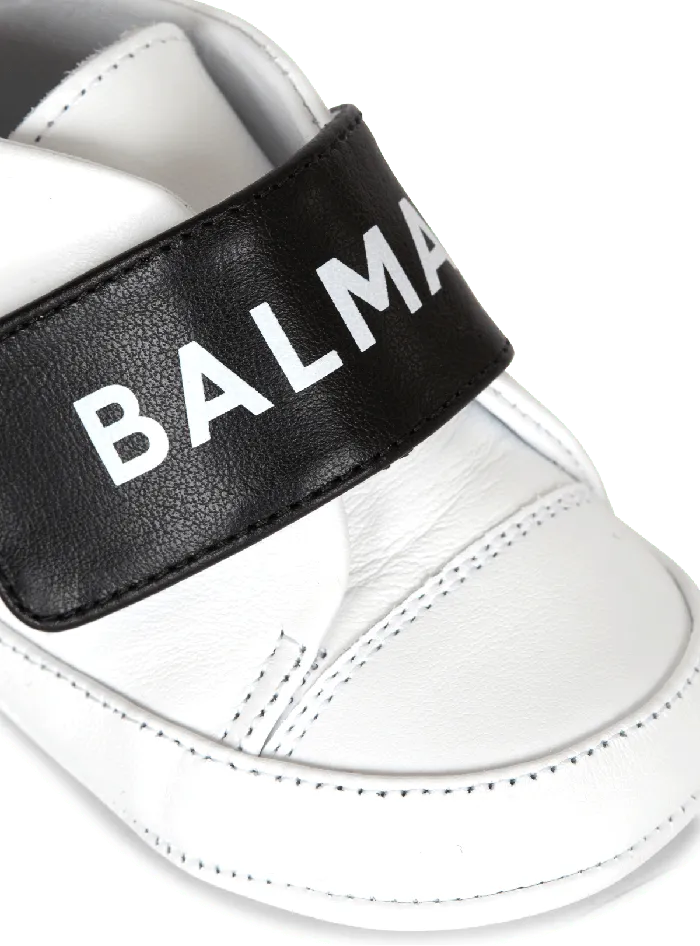 Balmain Kids Velcro Trainers White