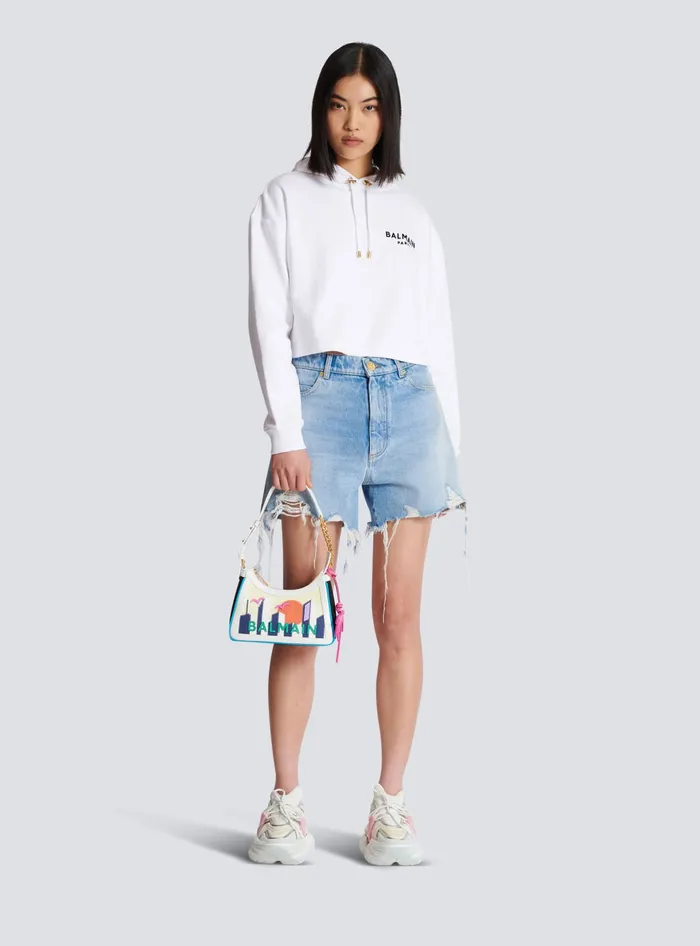 Balmain Shoulder Bags Women BArmy Shoulder Bag In Canvas And Calfskin Postcard Multicolor