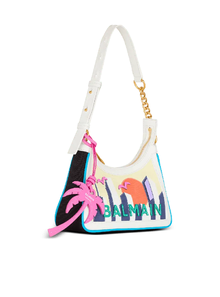 Balmain Shoulder Bags Women BArmy Shoulder Bag In Canvas And Calfskin Postcard Multicolor