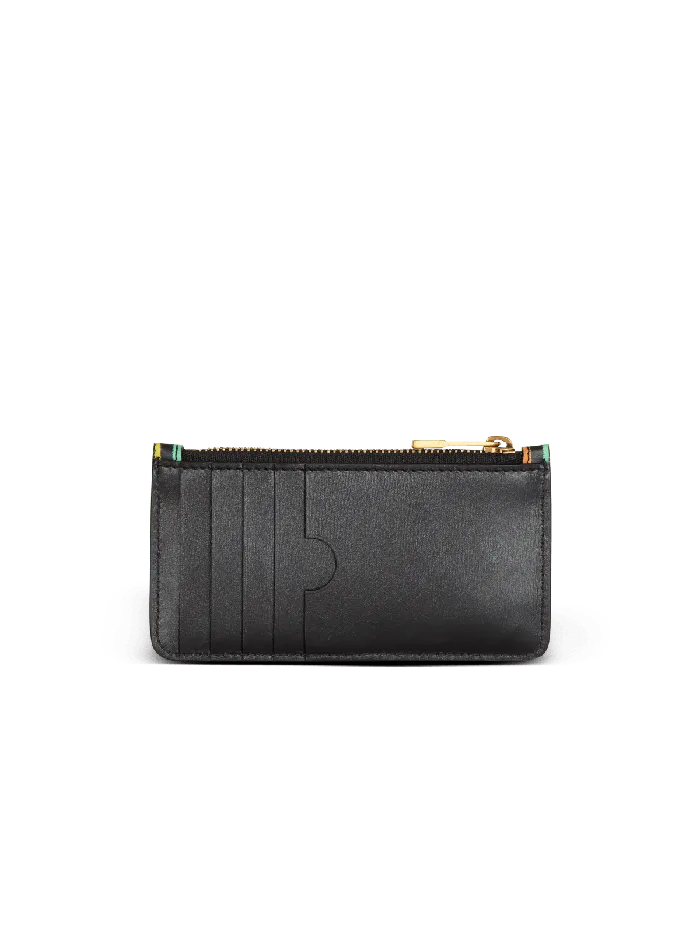 Balmain Small Leather Goods Men Multicoloured PB Labyrinth Calfskin Purse Black