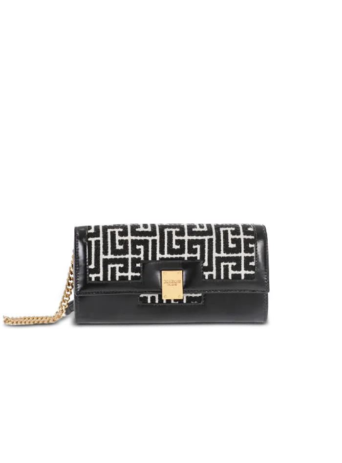 Balmain Small Leather Goods Women Bicolor Jacquard 1945 Wallet With Chain Black Balmain Small Leather Goods Women Bicolor Jacquard 1945 Wallet With Chain Black