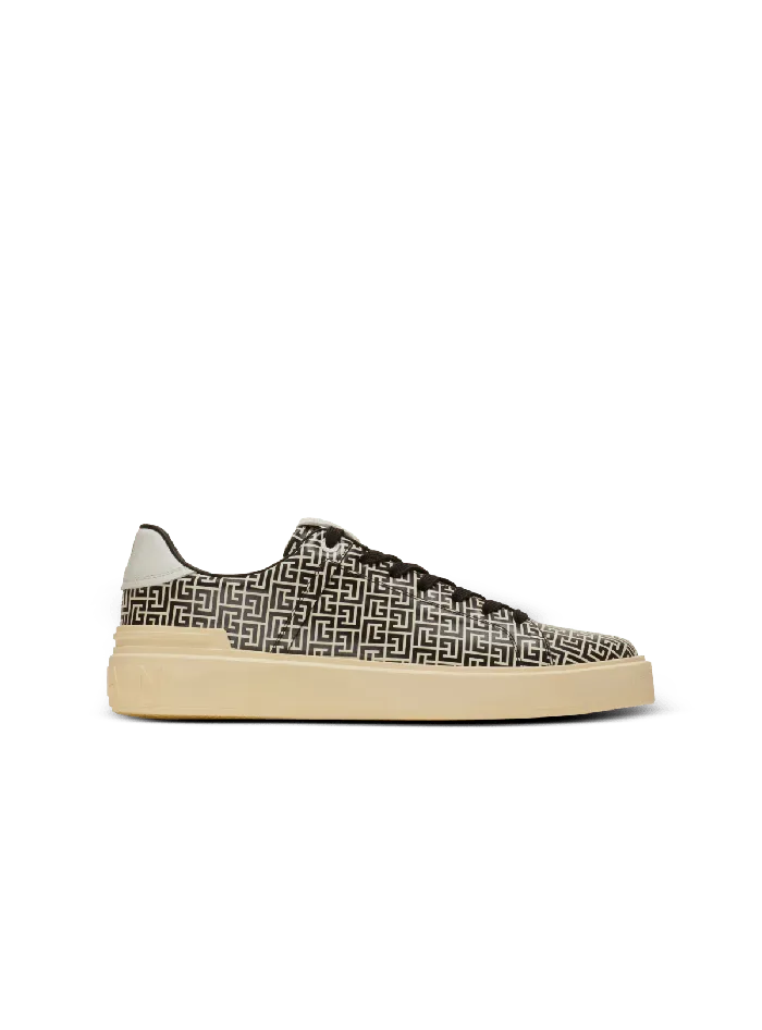 Balmain Sneakers Men BCourt Flip Sneakers In Monogrammed Calfskin Black