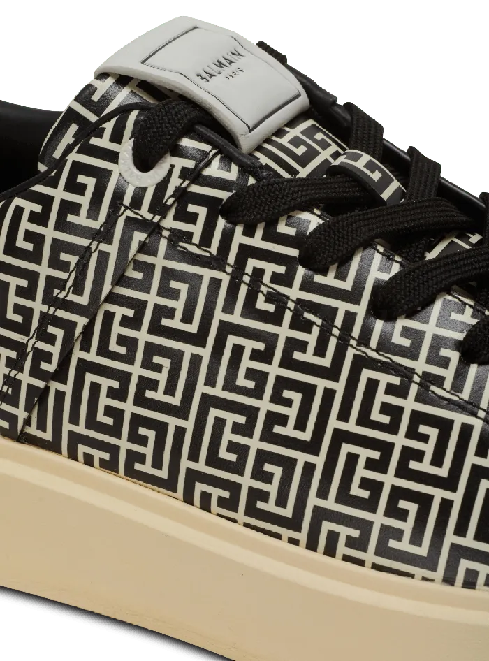 Balmain Sneakers Men BCourt Flip Sneakers In Monogrammed Calfskin Black