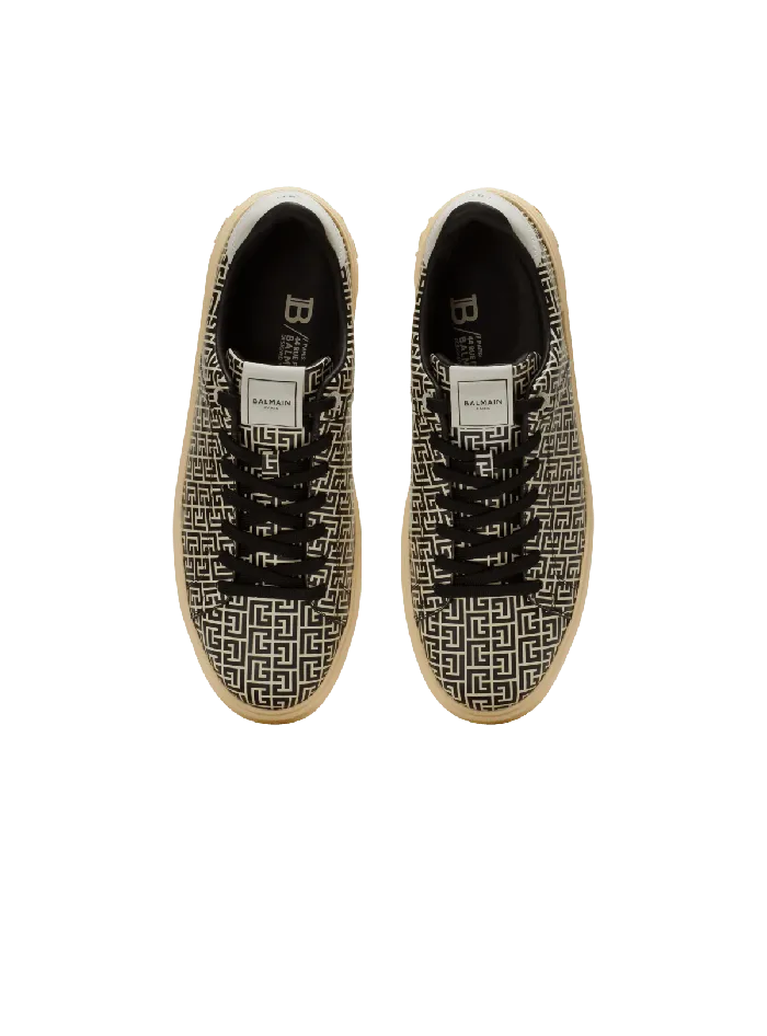 Balmain Sneakers Men BCourt Flip Sneakers In Monogrammed Calfskin Black