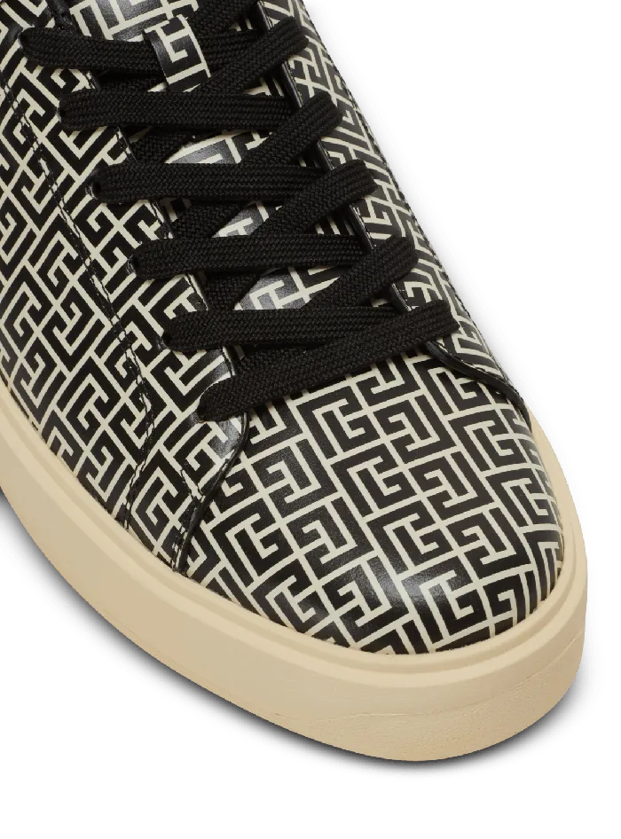 Balmain Sneakers Men BCourt Flip Sneakers In Monogrammed Calfskin Black