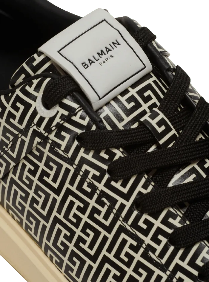 Balmain Sneakers Men BCourt Flip Sneakers In Monogrammed Calfskin Black