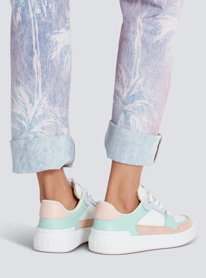 Balmain Sneakers Women BCourt Flip Sneakers In Calfskin And Suede Multicolor