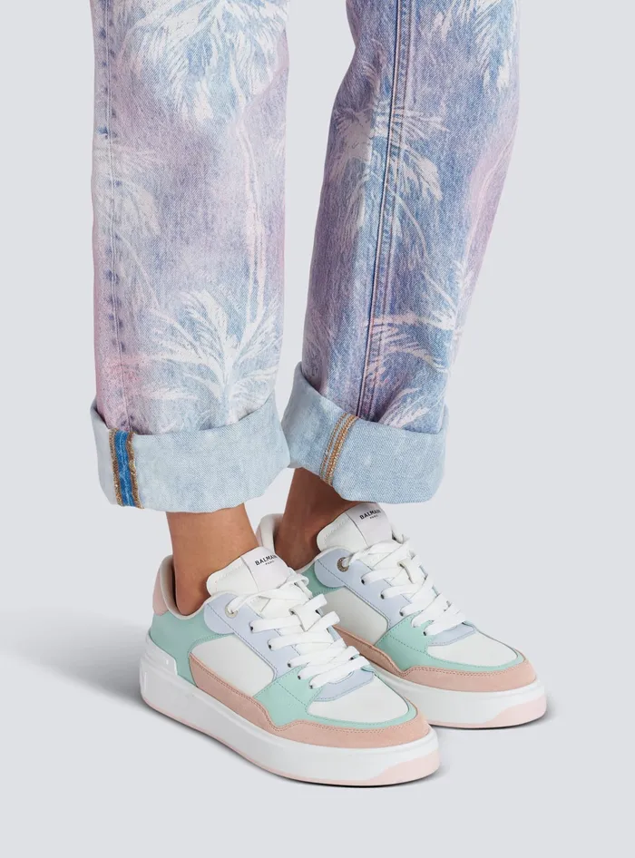 Balmain Sneakers Women BCourt Flip Sneakers In Calfskin And Suede Multicolor
