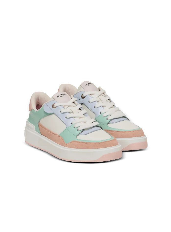 Balmain Sneakers Women BCourt Flip Sneakers In Calfskin And Suede Multicolor