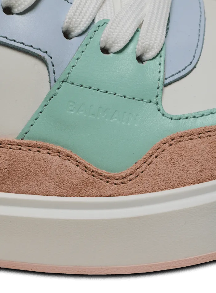Balmain Sneakers Women BCourt Flip Sneakers In Calfskin And Suede Multicolor