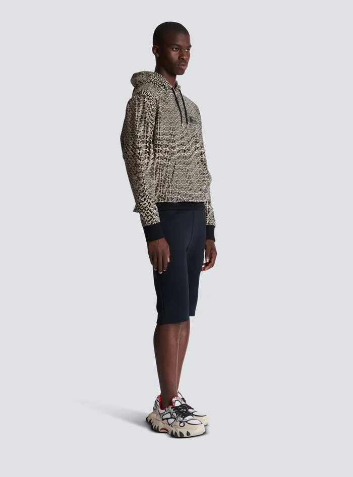 Balmain Sweatshirts Men Monogram Hoodie Black