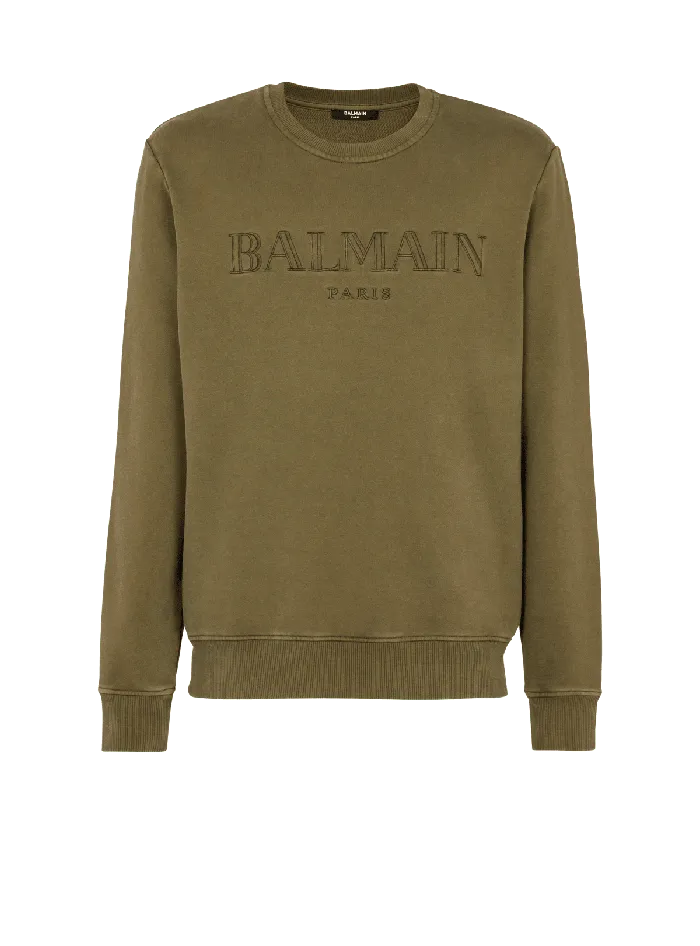 Balmain Sweatshirts Men Vintage Sweatshirt Khaki