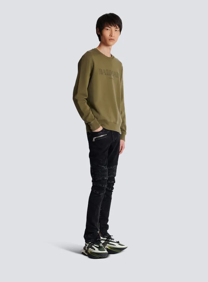 Balmain Sweatshirts Men Vintage Sweatshirt Khaki