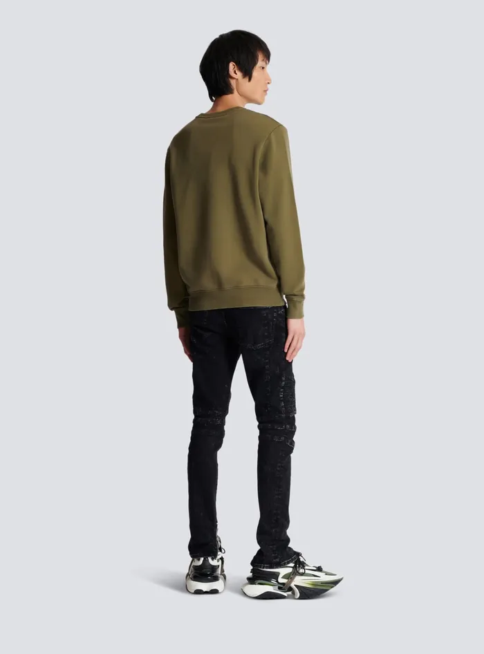 Balmain Sweatshirts Men Vintage Sweatshirt Khaki