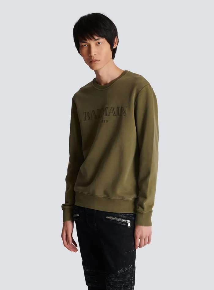Balmain Sweatshirts Men Vintage Sweatshirt Khaki
