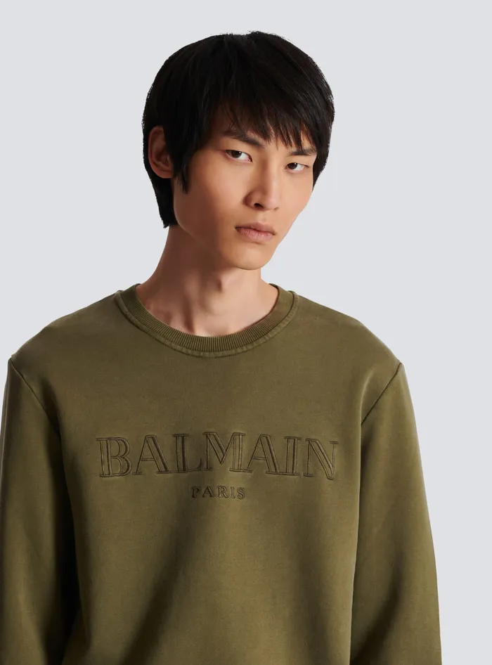 Balmain Sweatshirts Men Vintage Sweatshirt Khaki