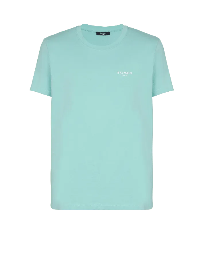 Balmain TShirts Men Paris Flocked Shortsleeved Tshirt Blue