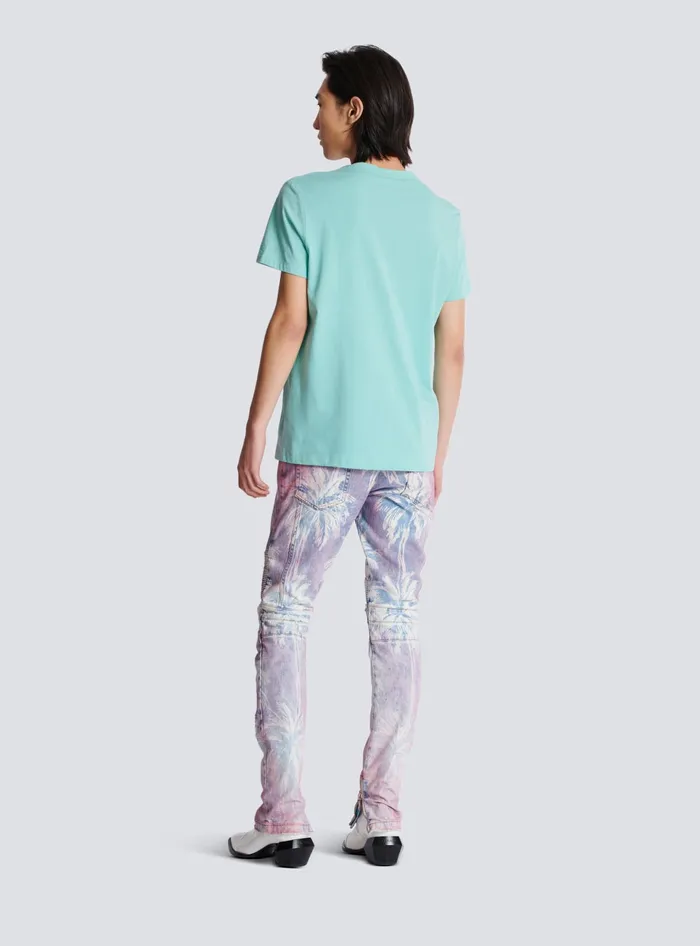 Balmain TShirts Men Paris Flocked Shortsleeved Tshirt Blue