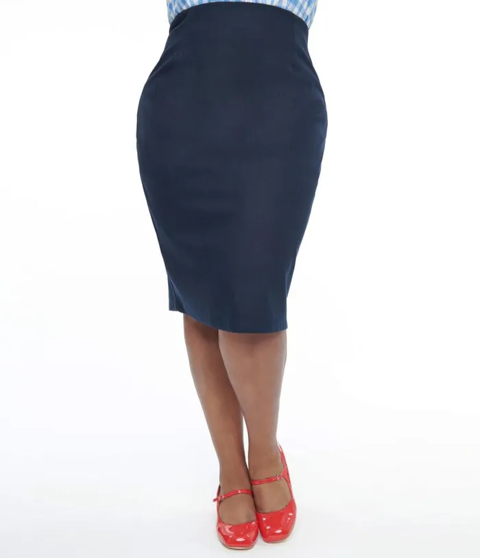 Barbie X Plus Size 1950s Navy Commuter Set Wiggle Skirt ClothingPlus Unique Vintage Skirts