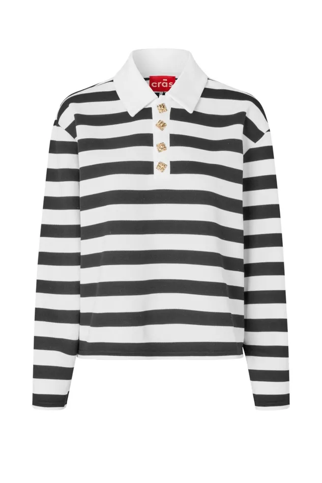 Bea Blouse 8211 Black Stripe Women Cras Tops
