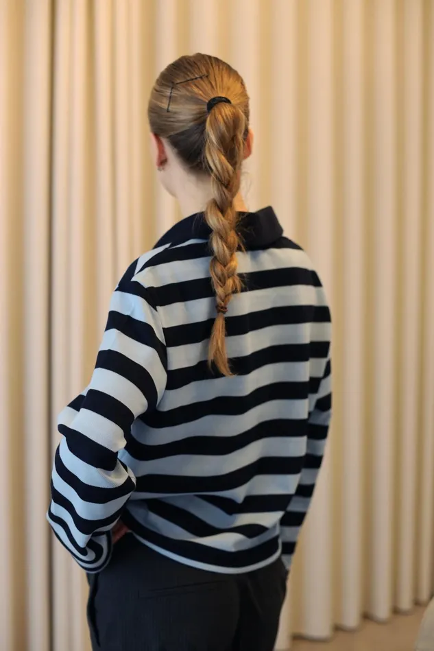 Bea Blouse 8211 LightDark Blue Stripe Women Cras Tops