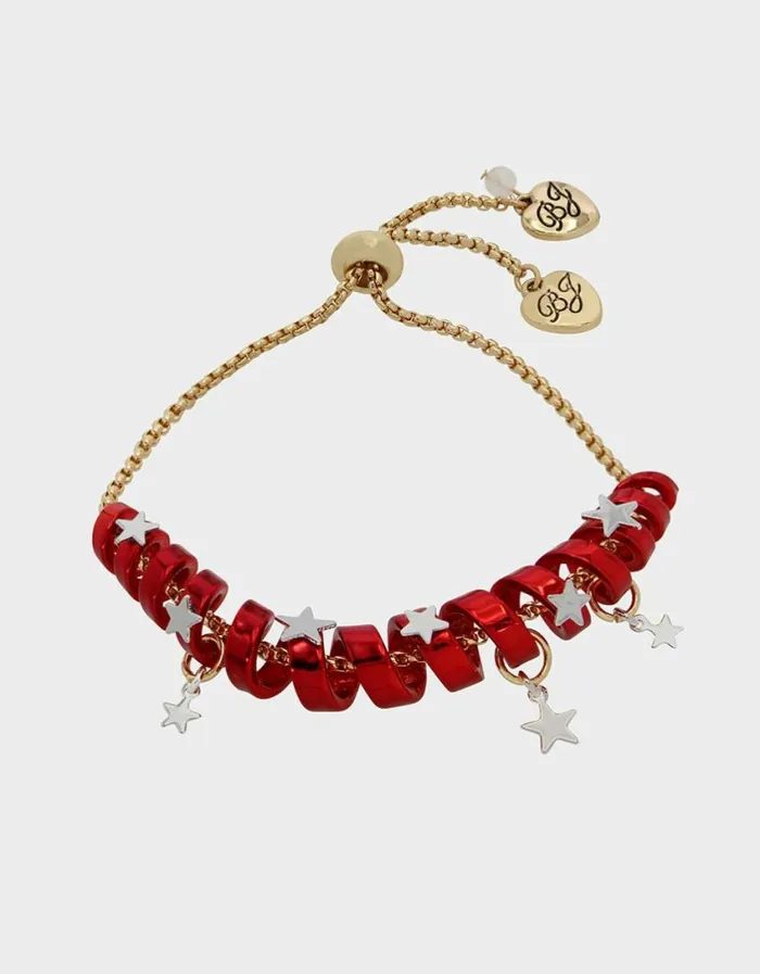 Betsey Johnson Women BETSEYS HOLIDAY COIL BRACELET RED Red