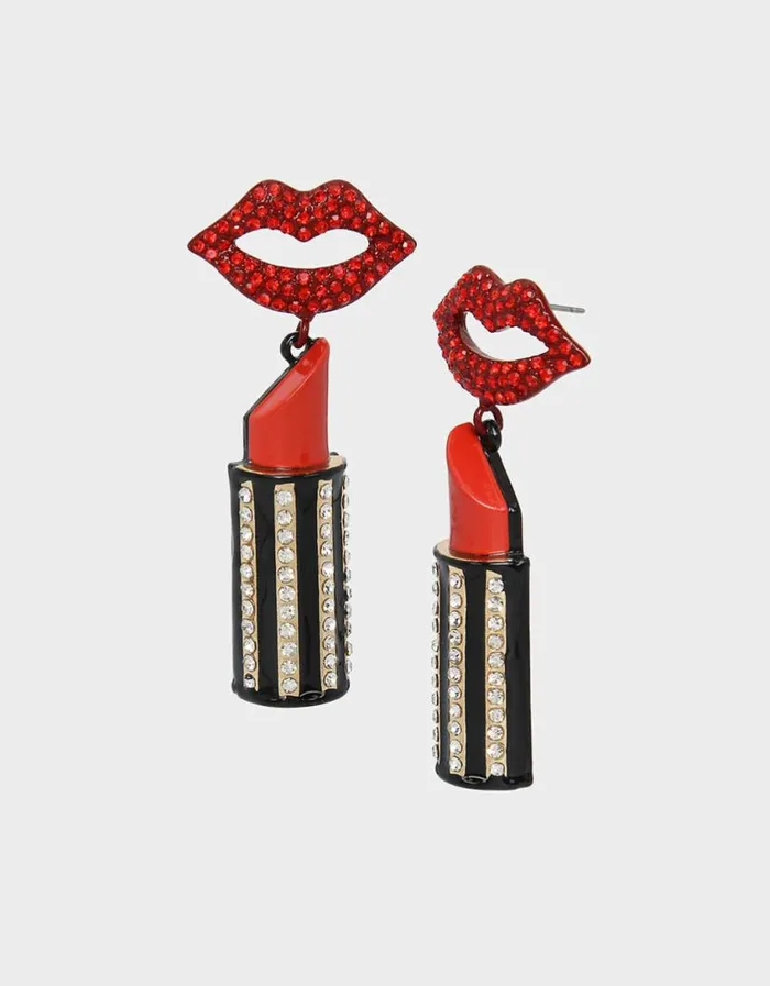 Betsey Johnson Women GOING ALL OUT LIPSTICK DROP EARRINGS RED