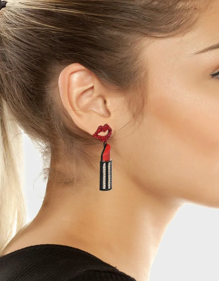 Betsey Johnson Women GOING ALL OUT LIPSTICK DROP EARRINGS RED Betsey Johnson Women GOING ALL OUT LIPSTICK DROP EARRINGS RED