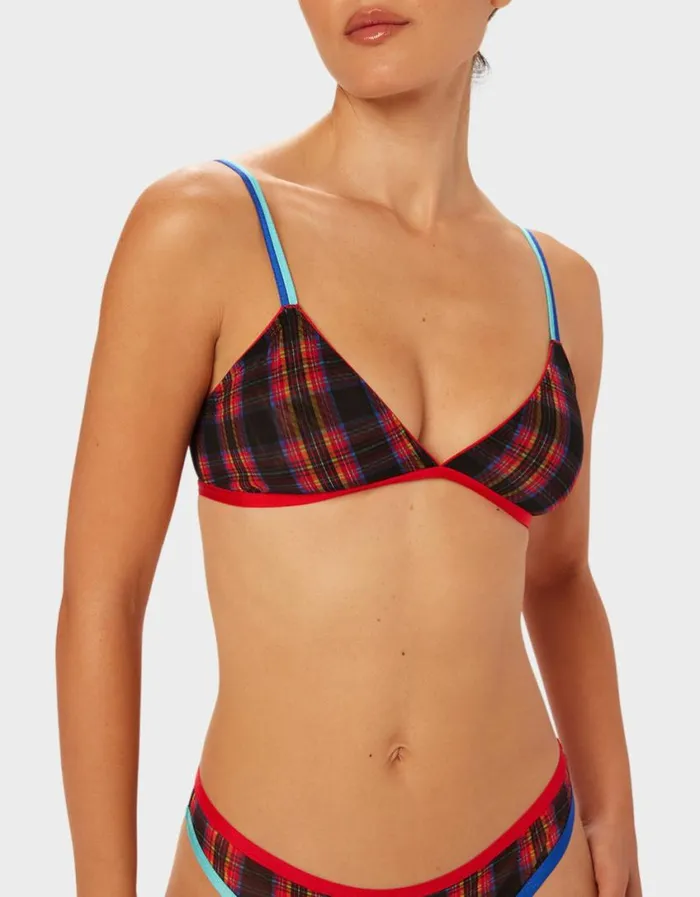 Betsey Johnson Women PARADE PLAID BRALETTE RED PLAID