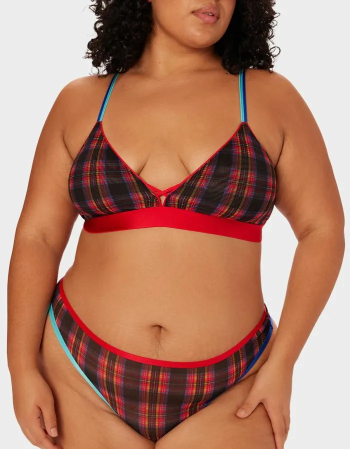 Betsey Johnson Women PARADE PLAID BRALETTE RED PLAID
