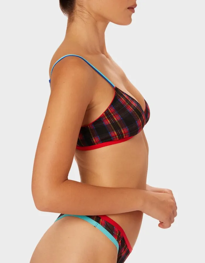 Betsey Johnson Women PARADE PLAID BRALETTE RED PLAID