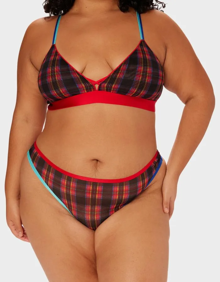 Betsey Johnson Women PARADE PLAID BRALETTE RED PLAID