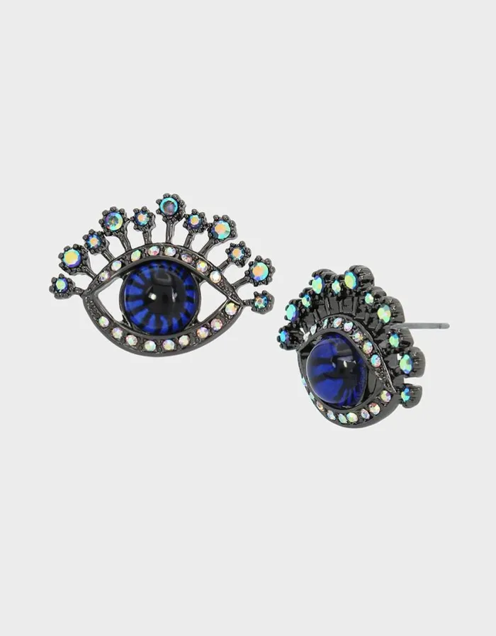 Betsey Johnson Women SHINE BRIGHT EYE STUDS BLUE
