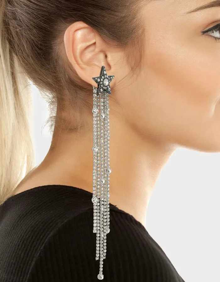 Betsey Johnson Women SHINE BRIGHT STAR DROP EARRINGS RHINESTONE