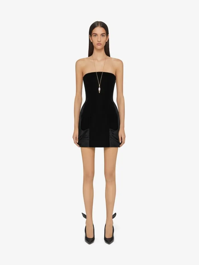 BiMaterial Bustier Draped Dress Black Women Givenchy Dresses