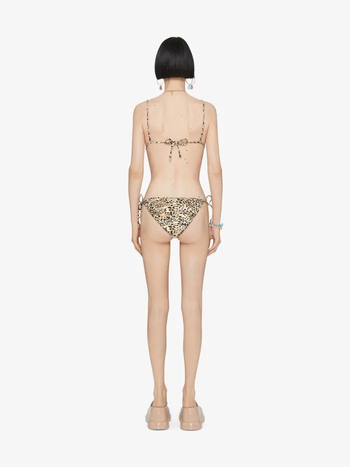 Bikini Top With Leopard Print And 4g Detail Beigeblack Women Givenchy Swimwear