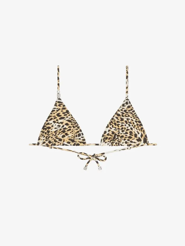 Bikini Top With Leopard Print And 4g Detail Beigeblack Women Givenchy Swimwear