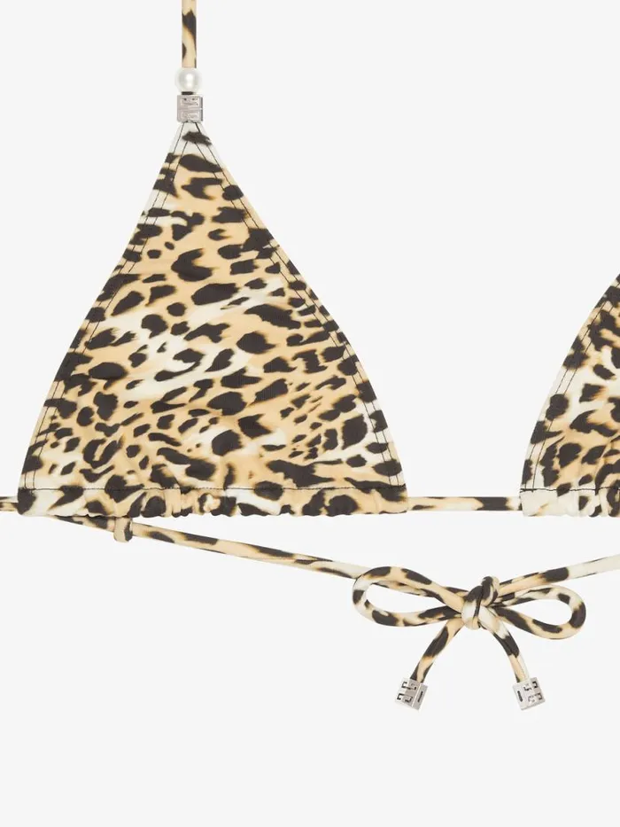 Bikini Top With Leopard Print And 4g Detail Beigeblack Women Givenchy Swimwear